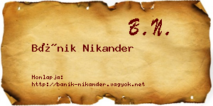 Bánik Nikander névjegykártya